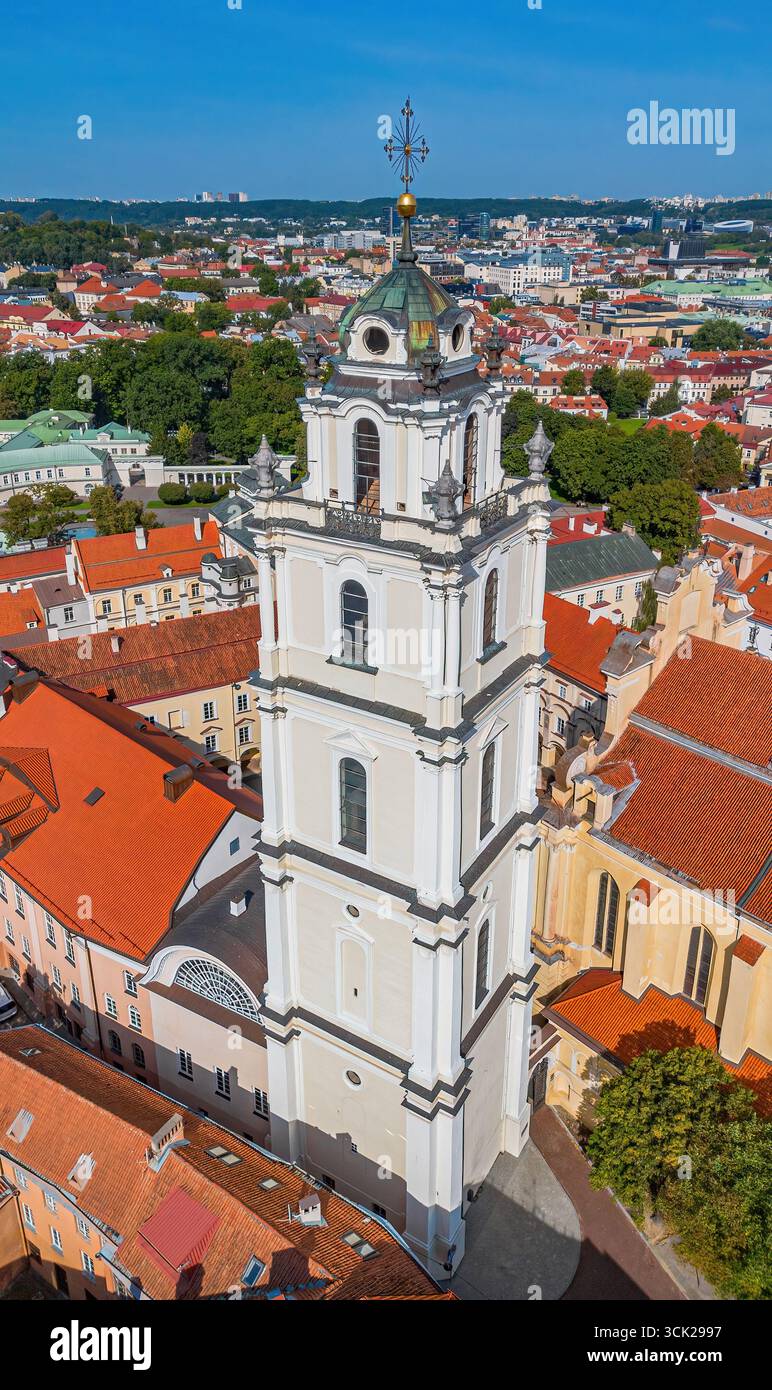 Aerial view of the bell tower of the Church of St. Johns in the ...