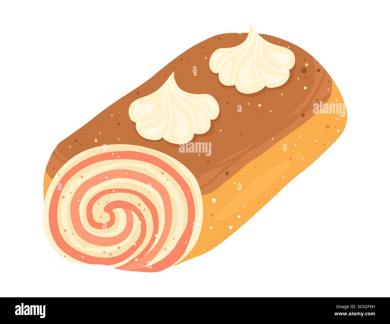 Cream Roll cake vector cartoon illustration. Celebration holiday sweet ...