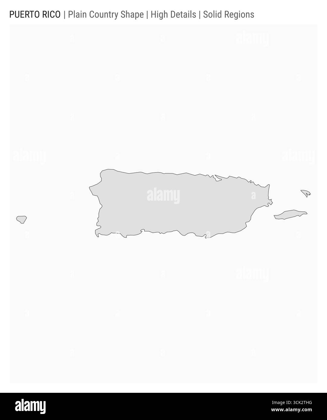 Puerto Rico plain country map. High details. Solid regions style. Shape ...