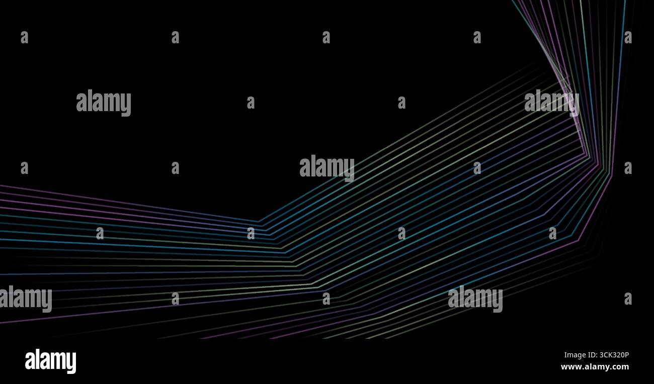 Colorful minimal curved refracted lines abstract technology background. Vector tech design Stock Vector