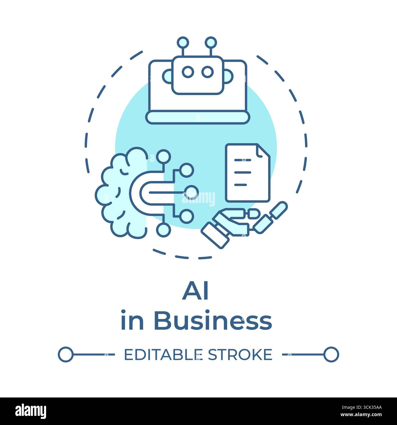 AI in business soft blue concept icon Stock Vector Image & Art - Alamy