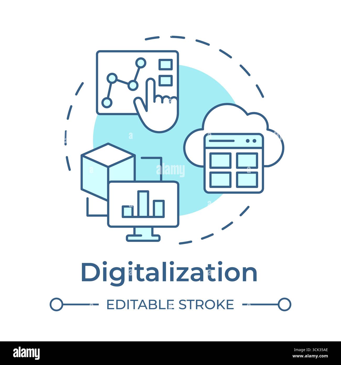Digitalization soft blue concept icon Stock Vector
