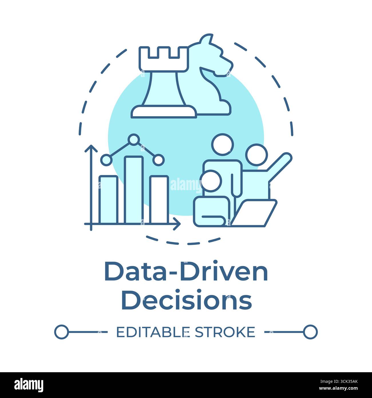 Data-driven decisions soft blue concept icon Stock Vector