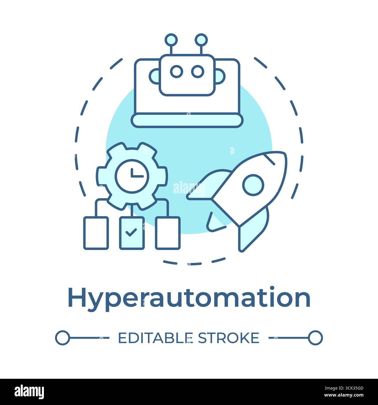 Hyperautomation soft blue concept icon Stock Vector