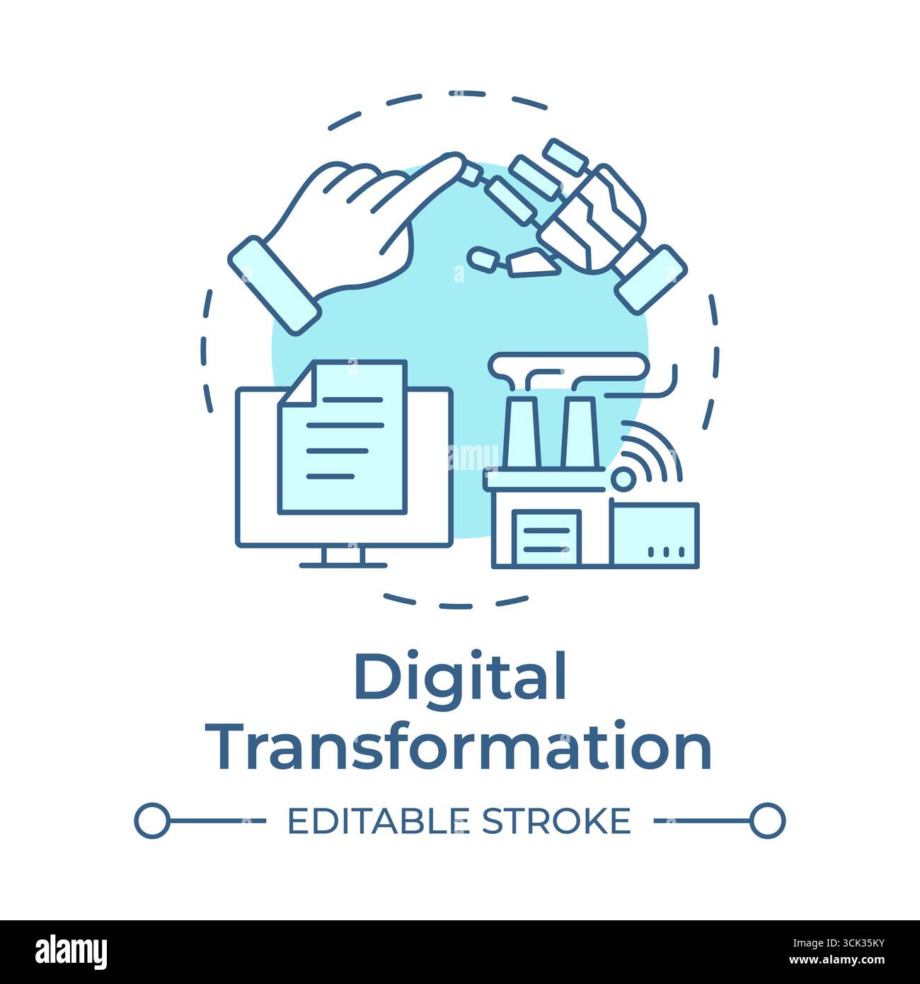 Digital transformation soft blue concept icon Stock Vector