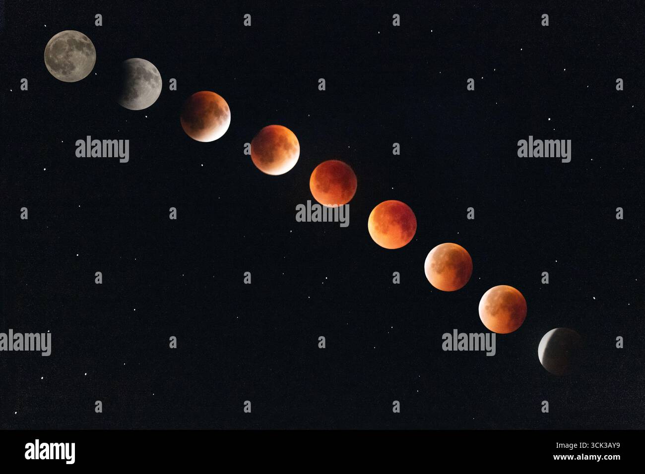 Blood Moon solar a eclipse in a night sky Stock Photo