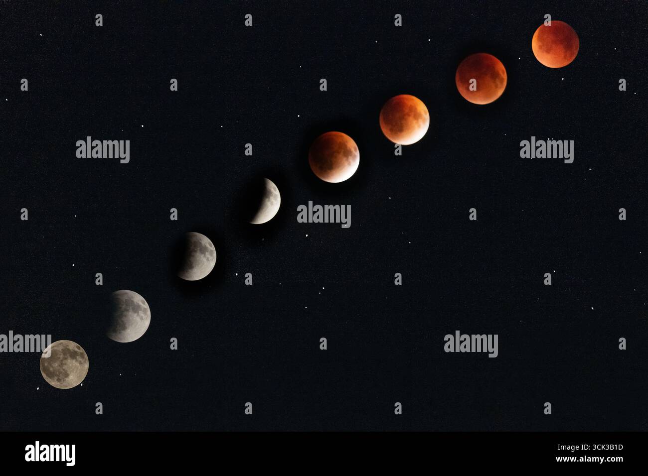 Blood Moon solar a eclipse in a night sky Stock Photo