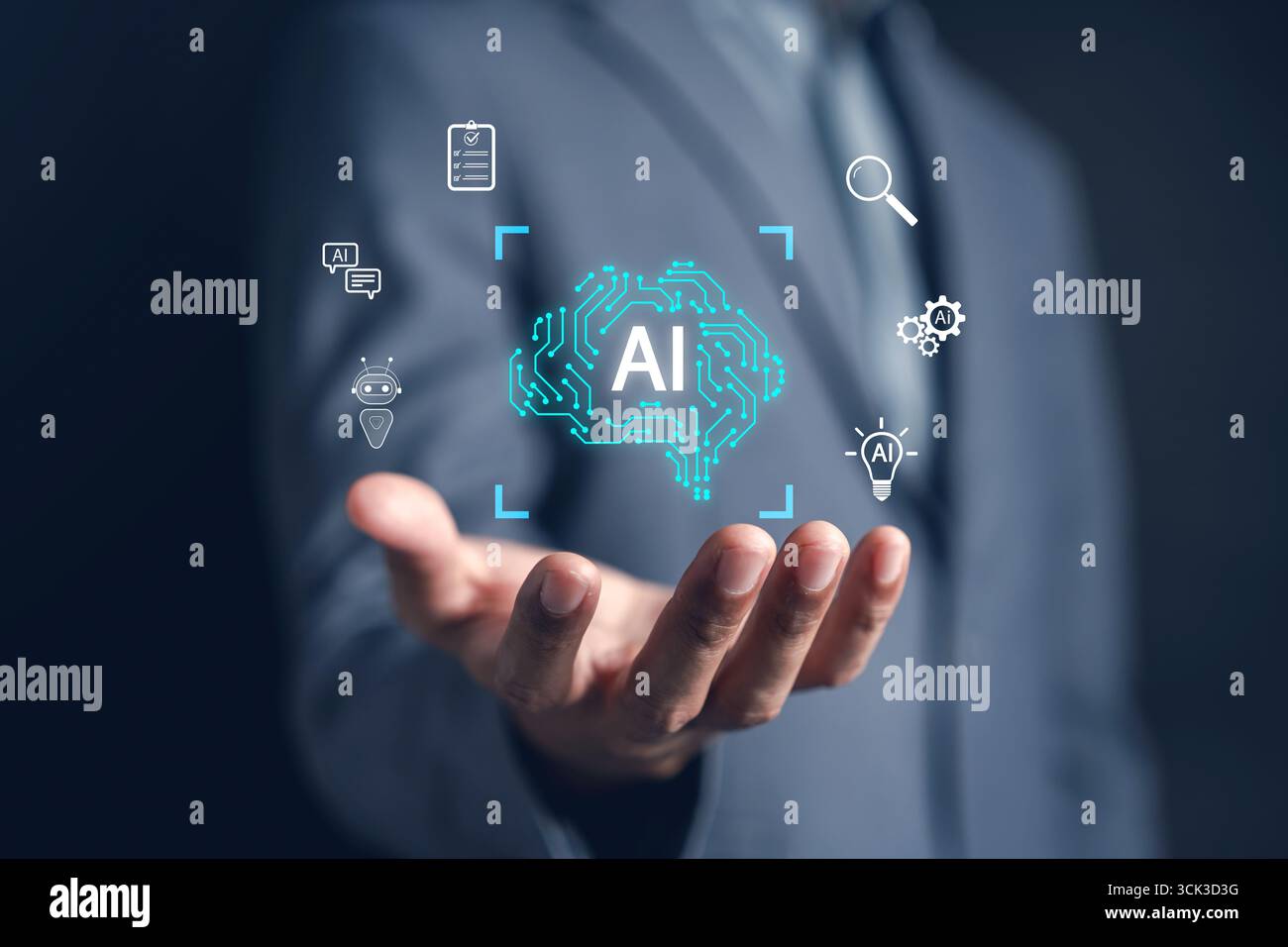 Artificial intelligence technology in business innovation. data, automation, and smart decision. Stock Photo