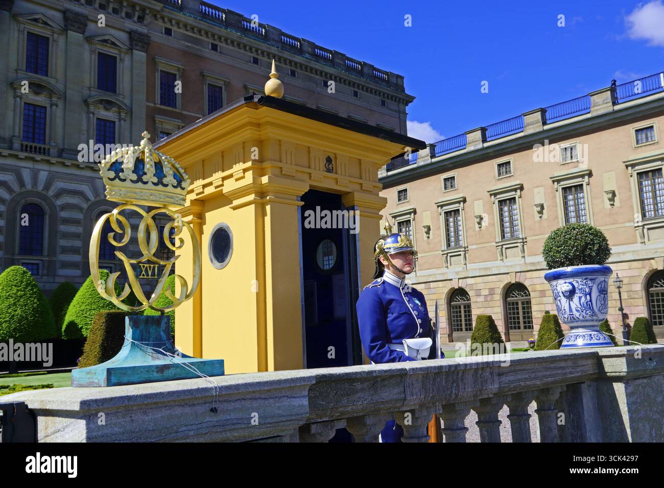 Female soldier on guard duty, Royal Palace, Stockholm Stock Photo