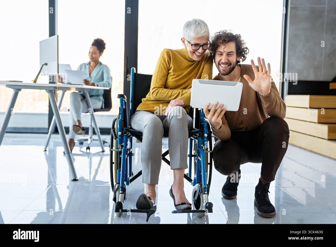 Busy business people, programmers software developer engineer working on computer in office Stock Photo