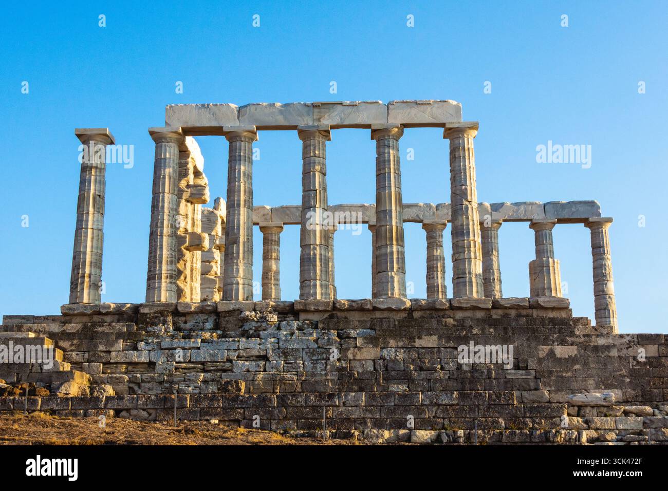 Temple of Poseidon ruins at Cape Sounion in Attica, Greece. Stock Photo
