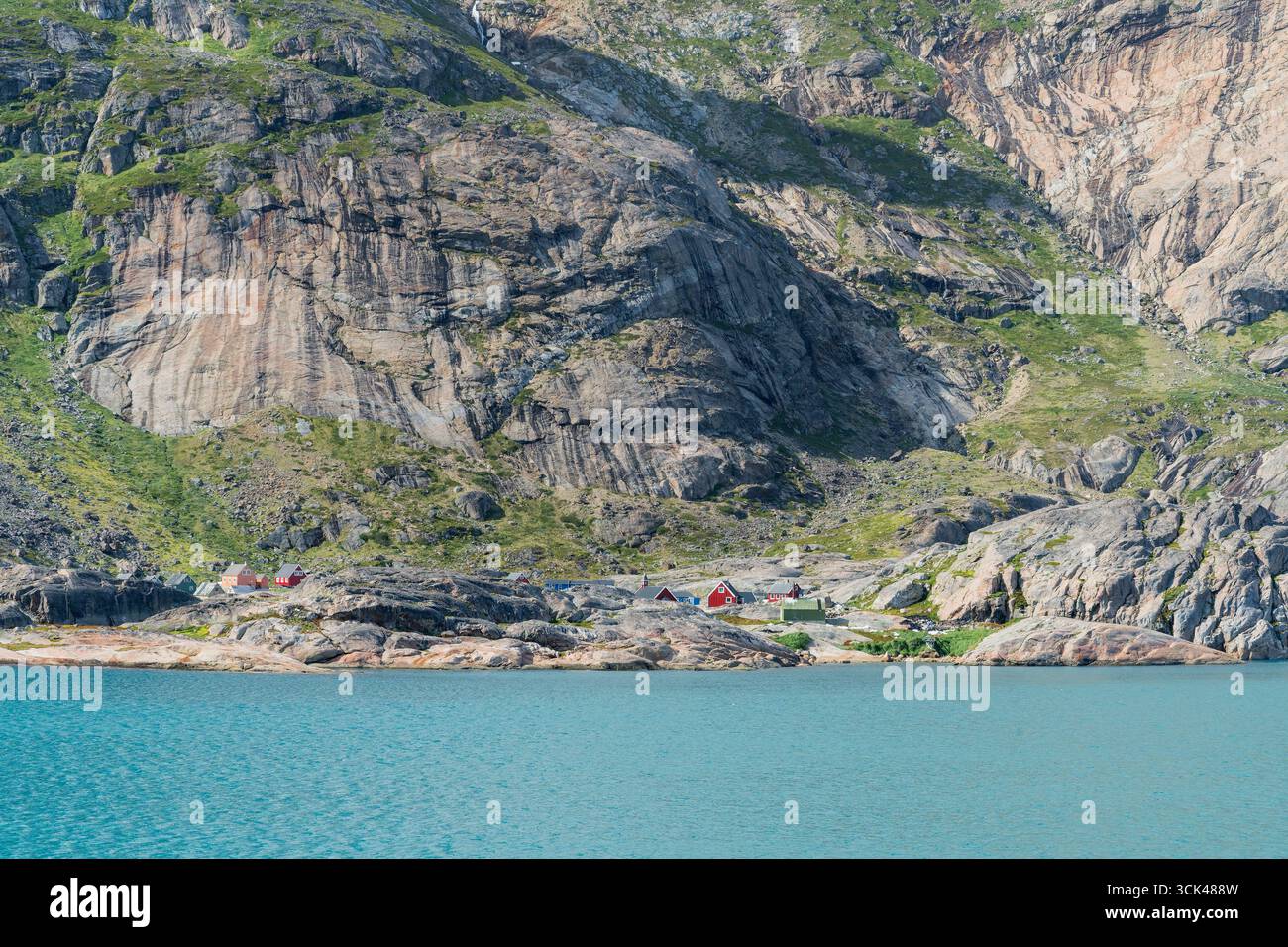 view of Aappilattoq settlement, Prince Christian Sound, Greenland, Europe, 3 August 2025 Stock Photo