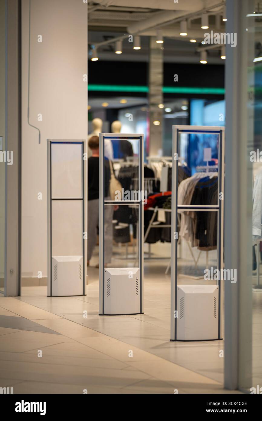 Radio-frequency security gates with integrated metal detector at a ...