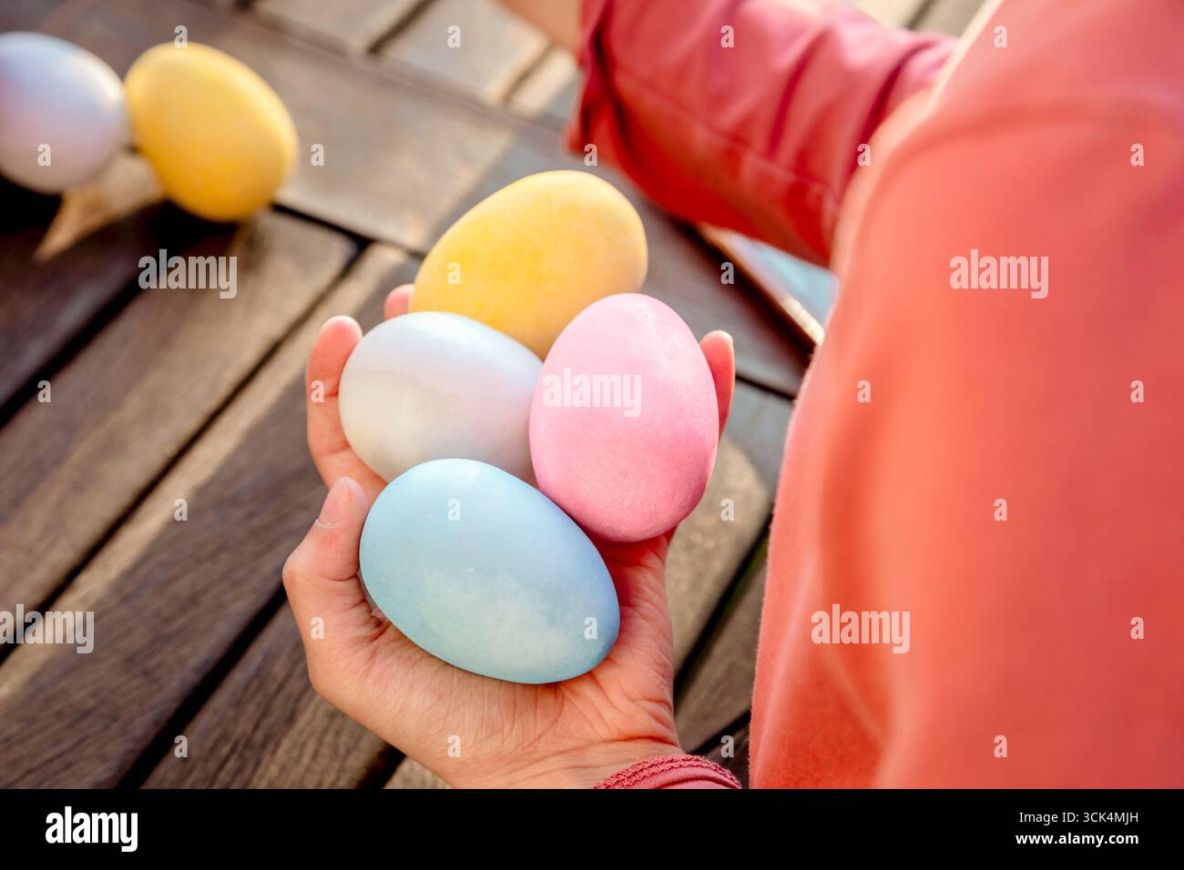Preparing colored Easter eggs Stock Photo