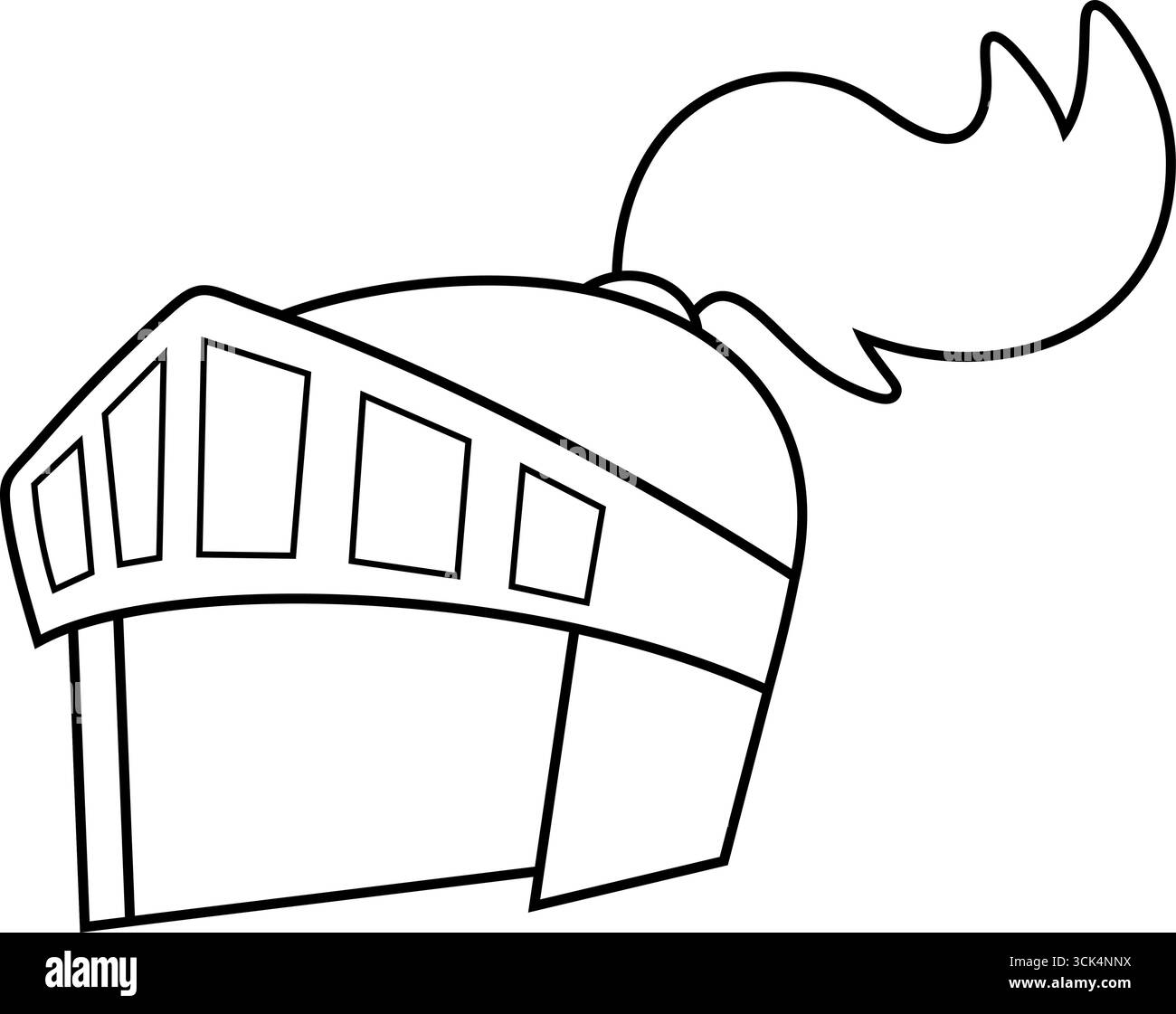 Outlined Cartoon Prince Helmet. Vector Hand Drawn Illustration Isolated ...