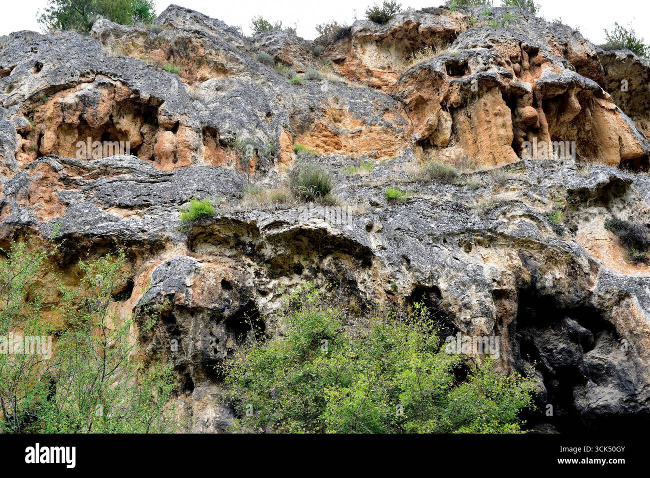 Precipition Rocks Travertine formation. Travertine is a sedimentary rock formed by ...