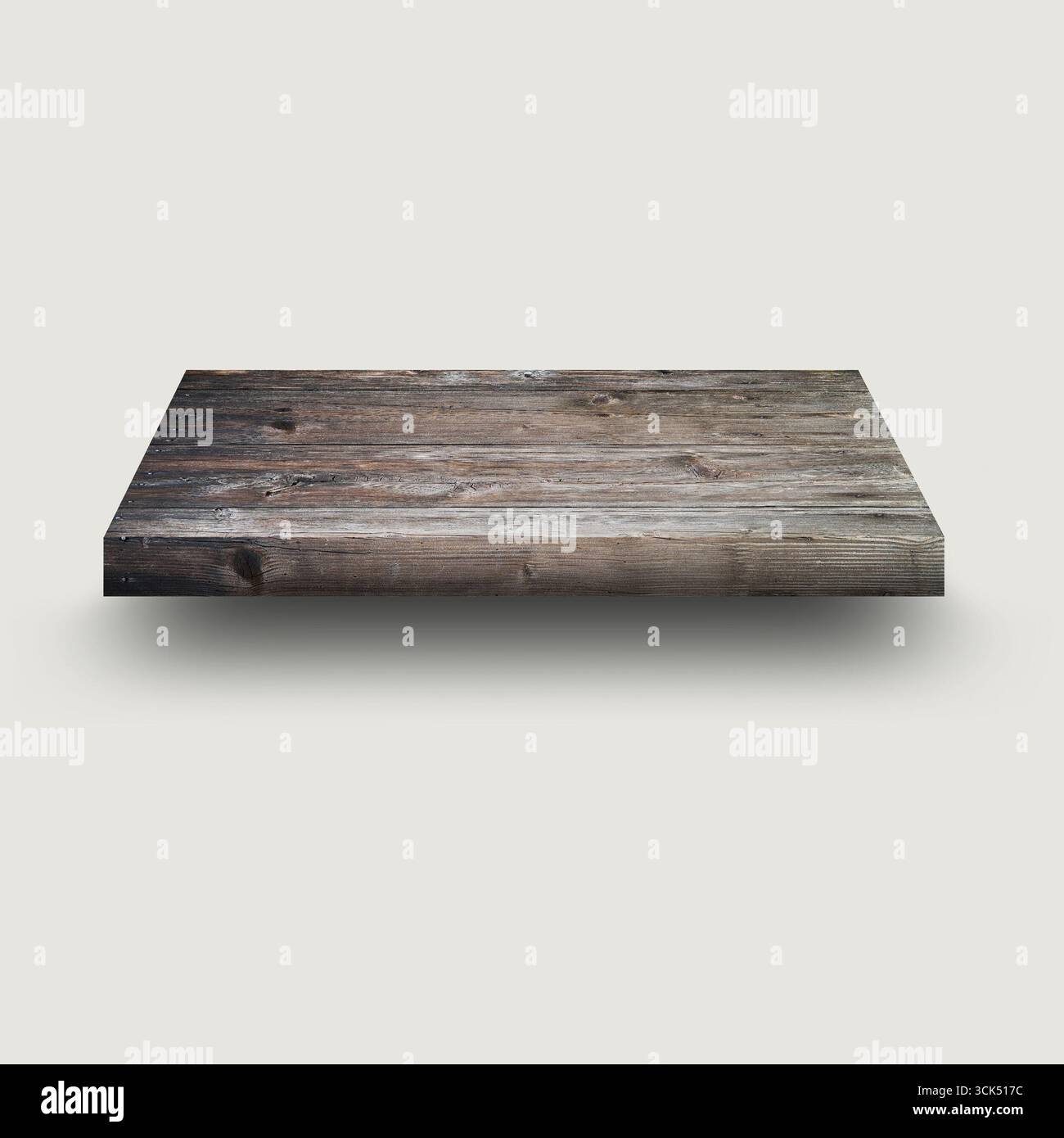 A flat wooden surface with a rustic appearance, suitable for various creative or display purposes. Stock Photo