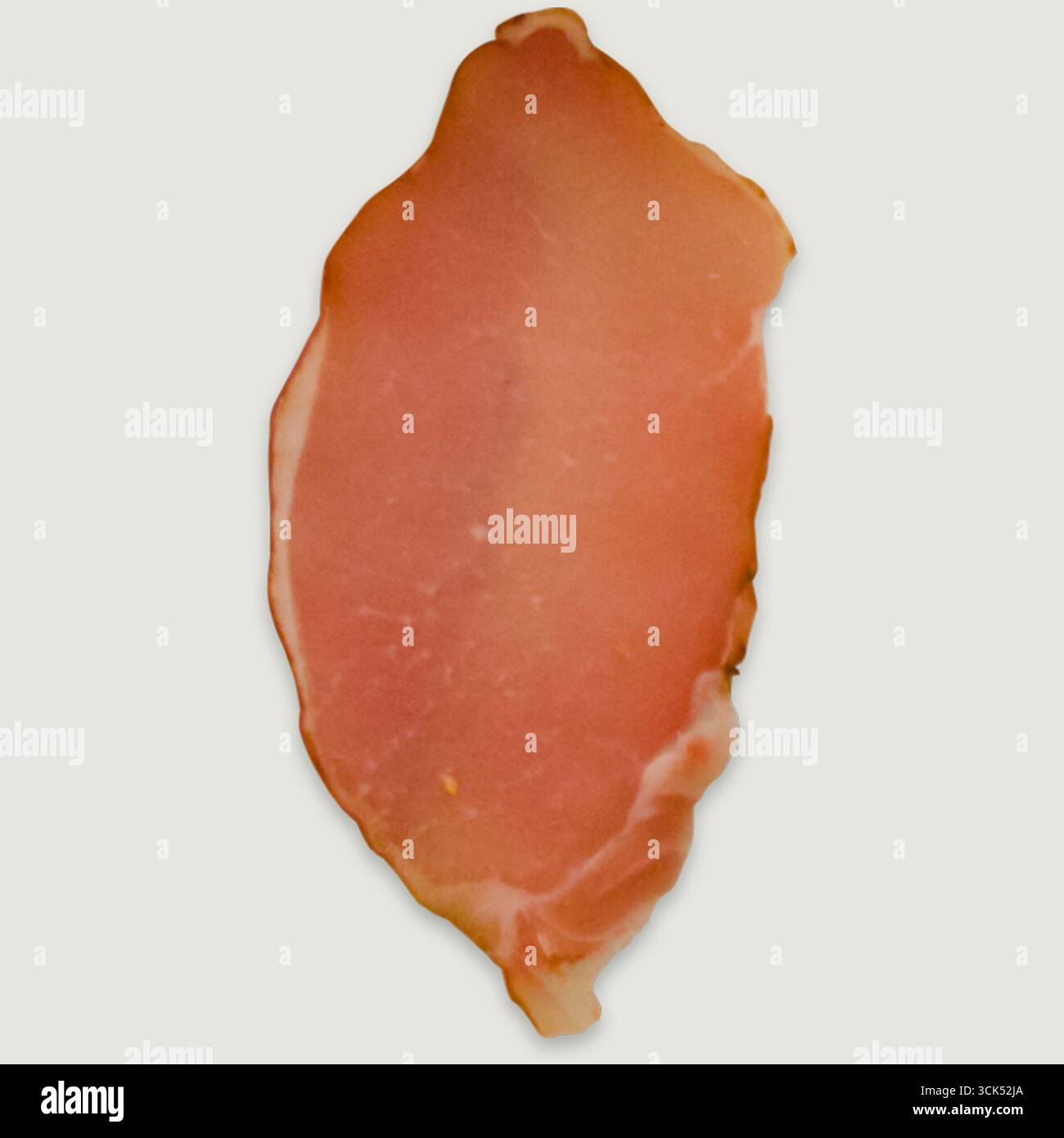 A slice of cured meat, showcasing its delicate texture and color. Stock Photo