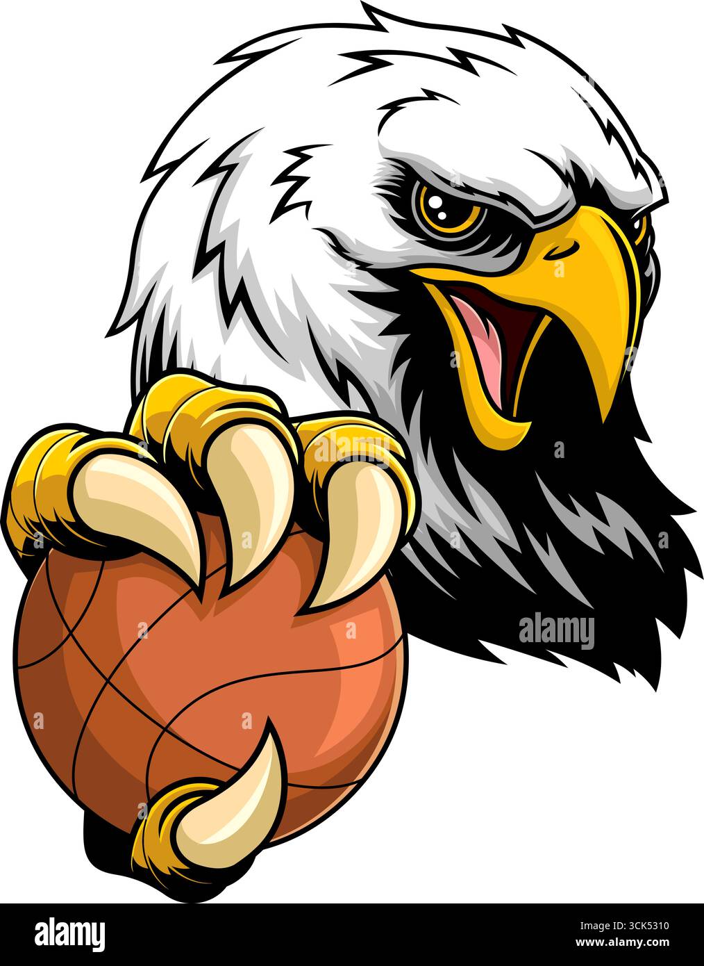 Aggressive Bald Eagle Basketball Sports Mascot Logo Design. Vector Hand ...