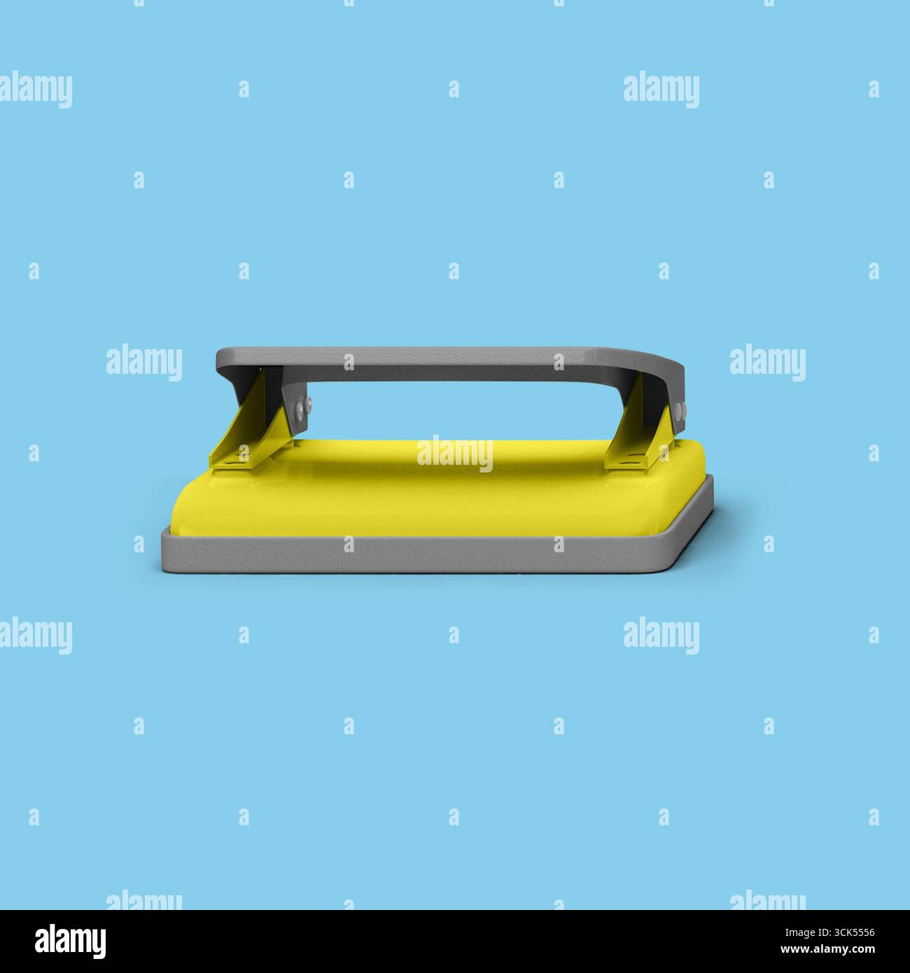 A modern stapler with a sleek design and a vibrant yellow base ...