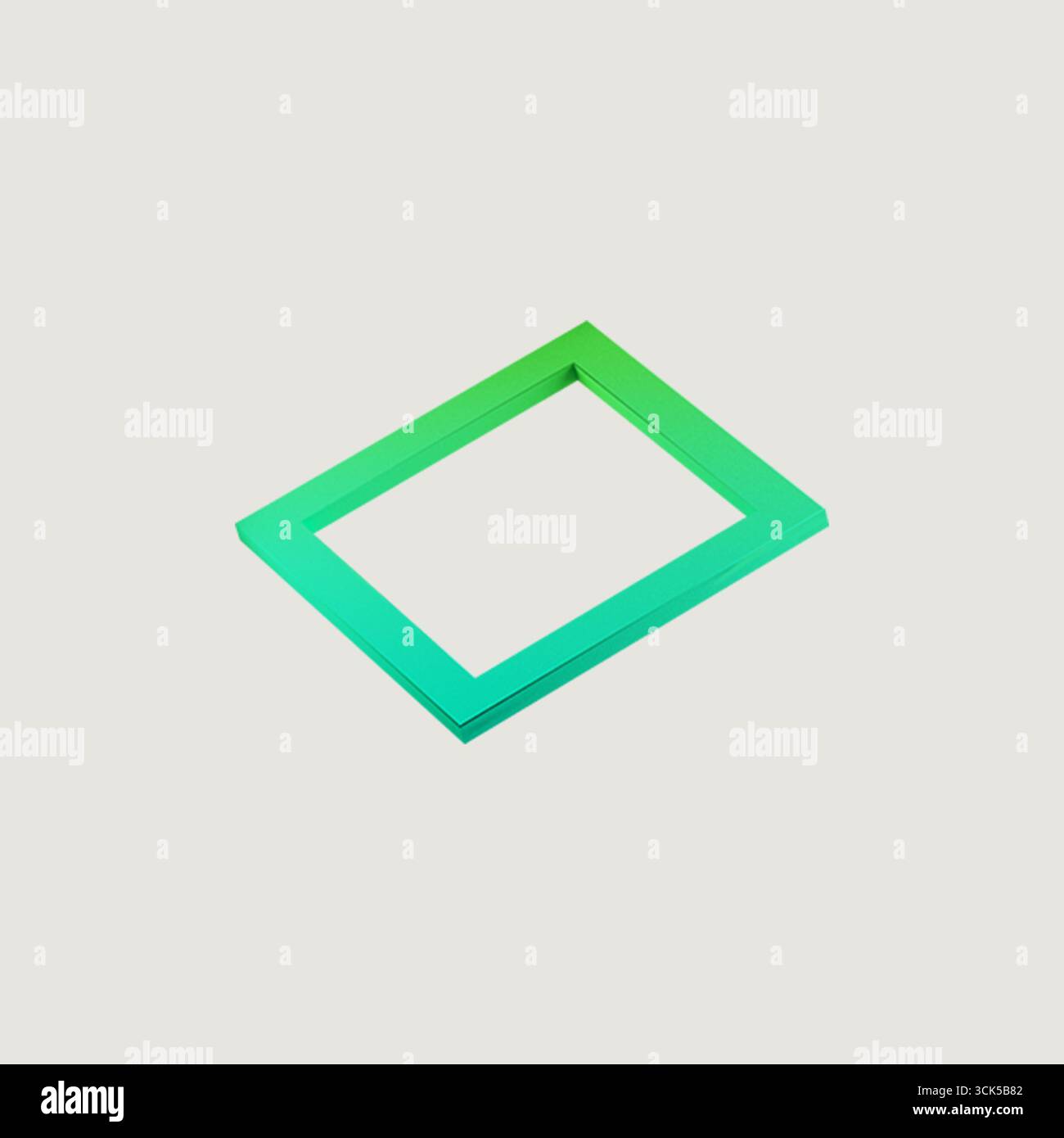A 3D-rendered green gradient rectangular frame, showcasing a modern design element. Stock Photo
