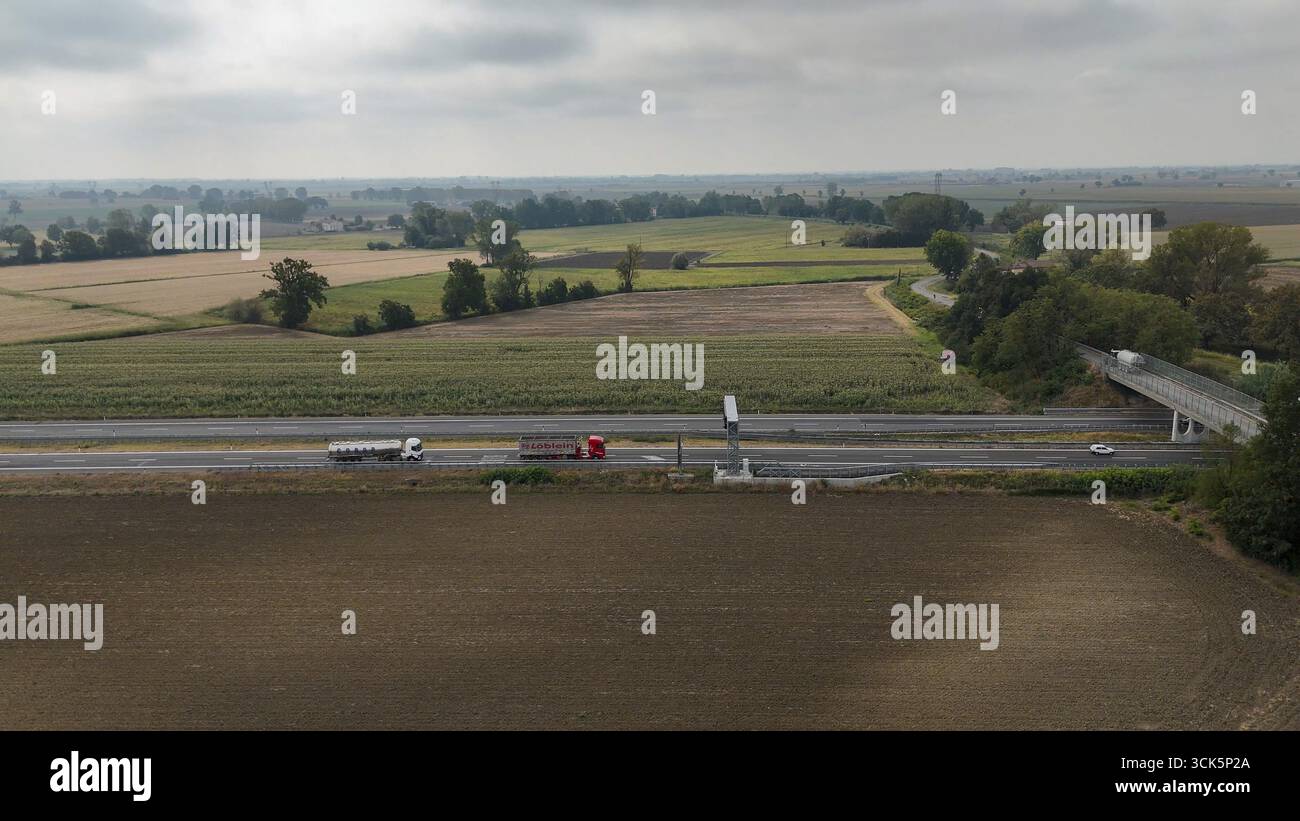 Aerial view of traffic congestion on the A21 motorway stretching ...