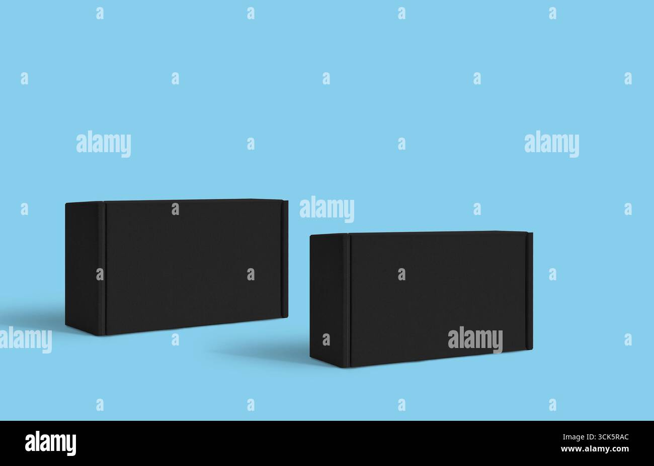 Two black rectangular blocks positioned side by side, possibly representing a minimalist design or product display. Stock Photo