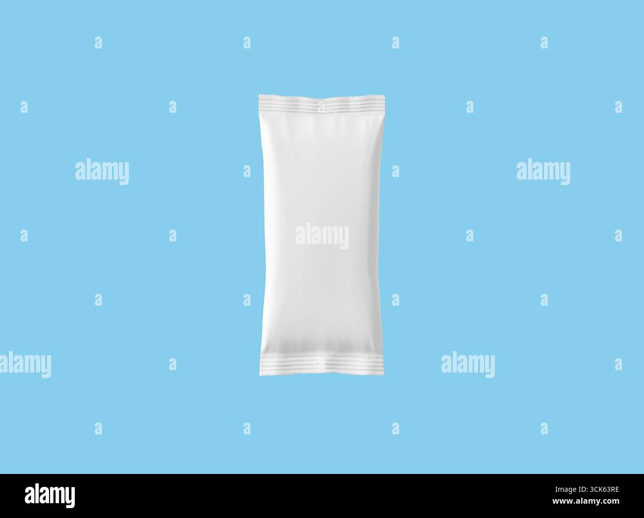 A plain, transparent plastic pouch designed for packaging various items. Stock Photo
