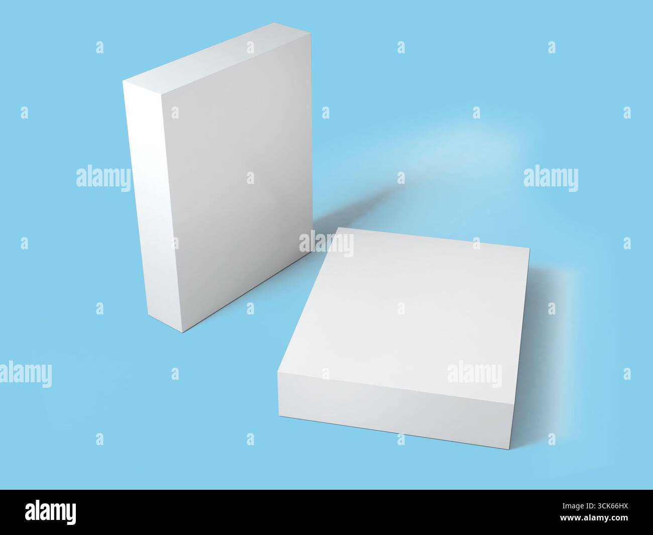 Two blank white boxes positioned together, ideal for design mockups or presentations. Stock Photo