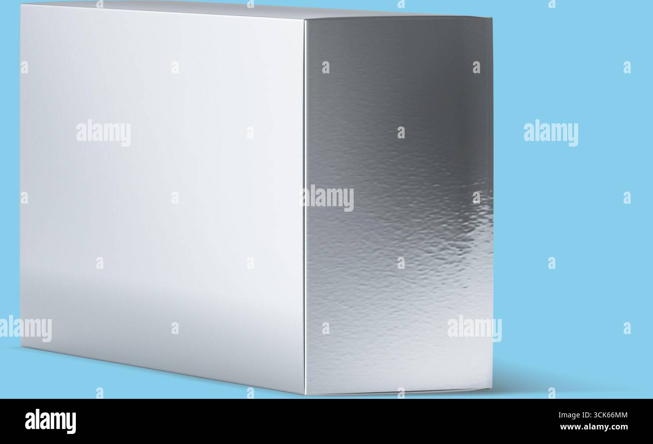 A sleek, reflective rectangular block with a smooth surface, suggesting a modern design or packaging. Stock Photo