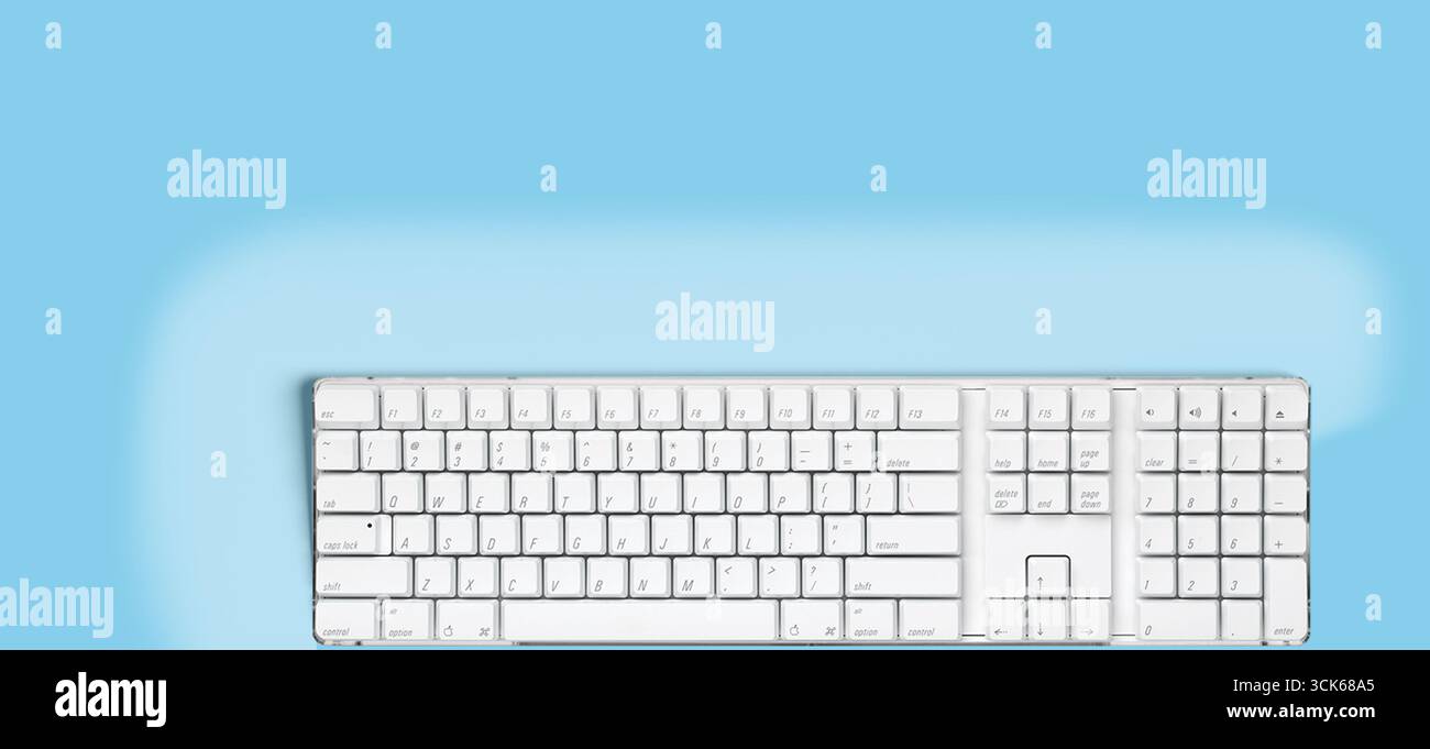 A sleek, modern keyboard designed for efficient typing and computer navigation. Stock Photo
