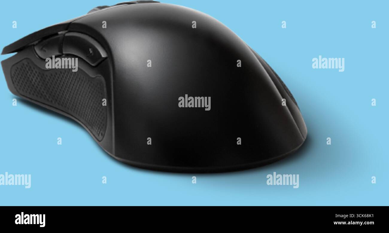 A sleek, ergonomic computer mouse designed for comfortable use during extended periods. Stock Photo