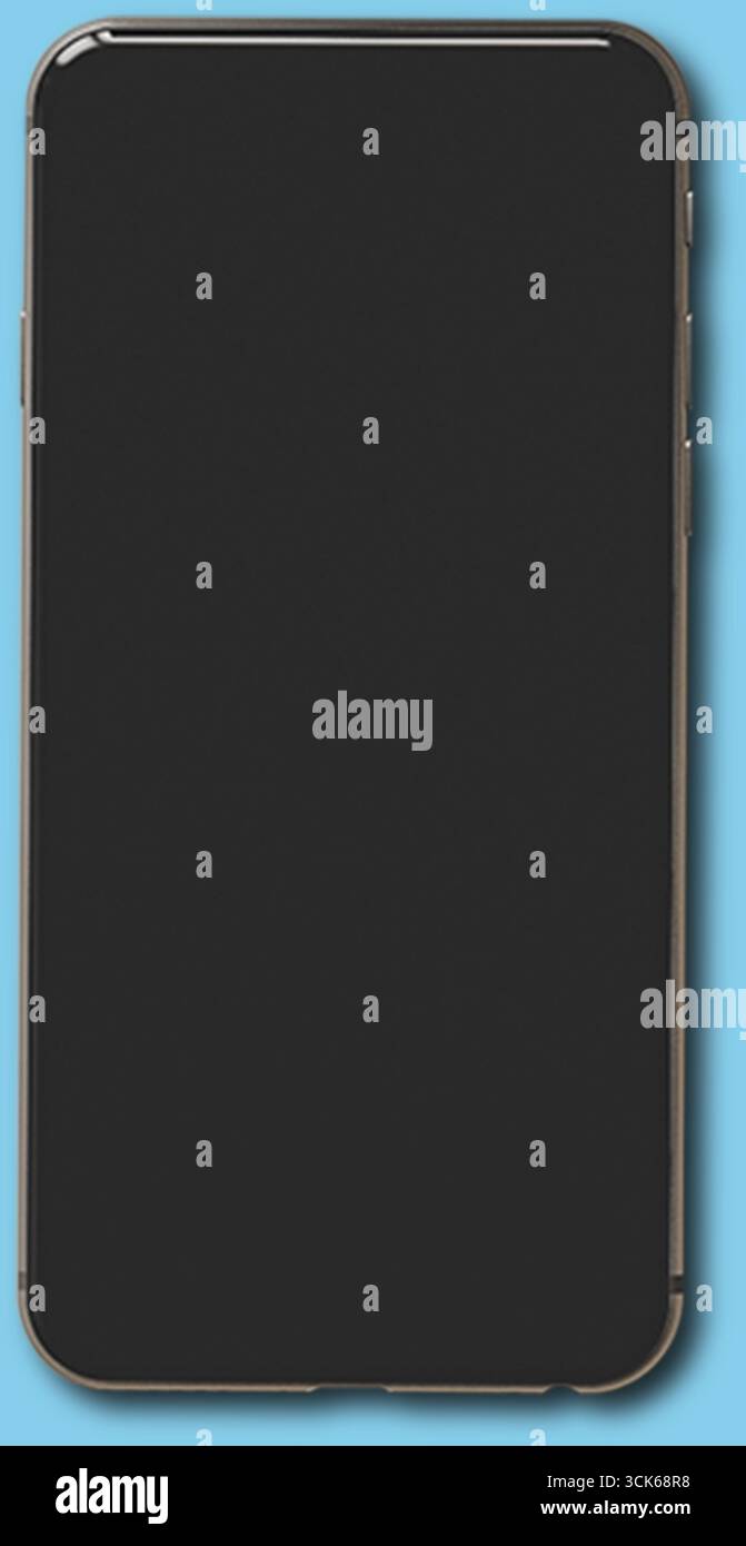 A blank smartphone screen, indicating it's turned off or in standby mode. Stock Photo