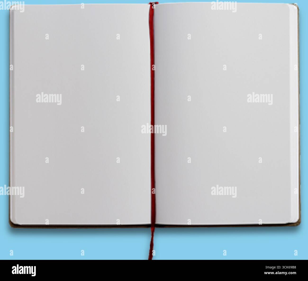 A blank notebook open, inviting creativity and ideas. Stock Photo