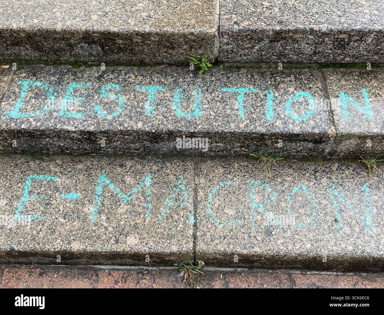 Inscriptions on the Girondins monument in Bordeaux made by protesters from the 'Block Everything' movement on September 10, 2025. France - Smartphone Captured Stock Image