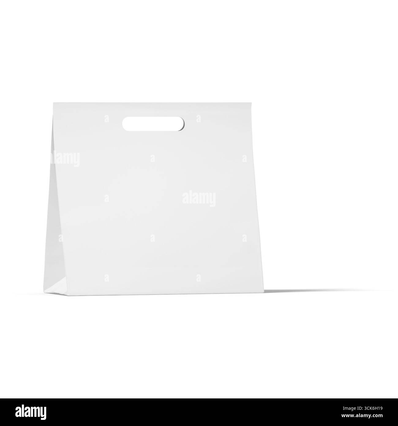 A plain white shopping bag with a handle, designed for carrying items. Stock Photo