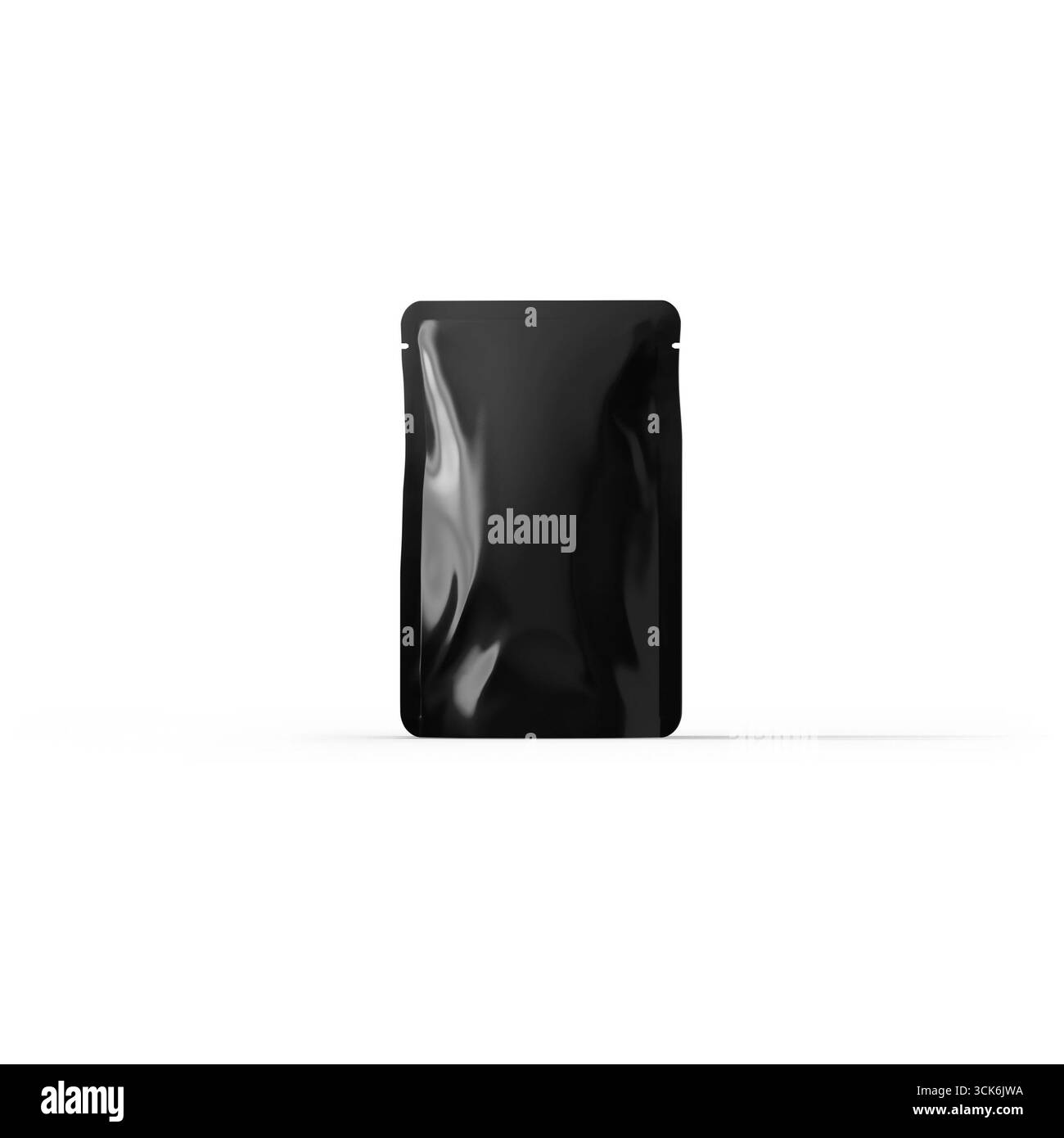 A sleek, glossy black object resembling a pouch or packaging, possibly for a product. Stock Photo