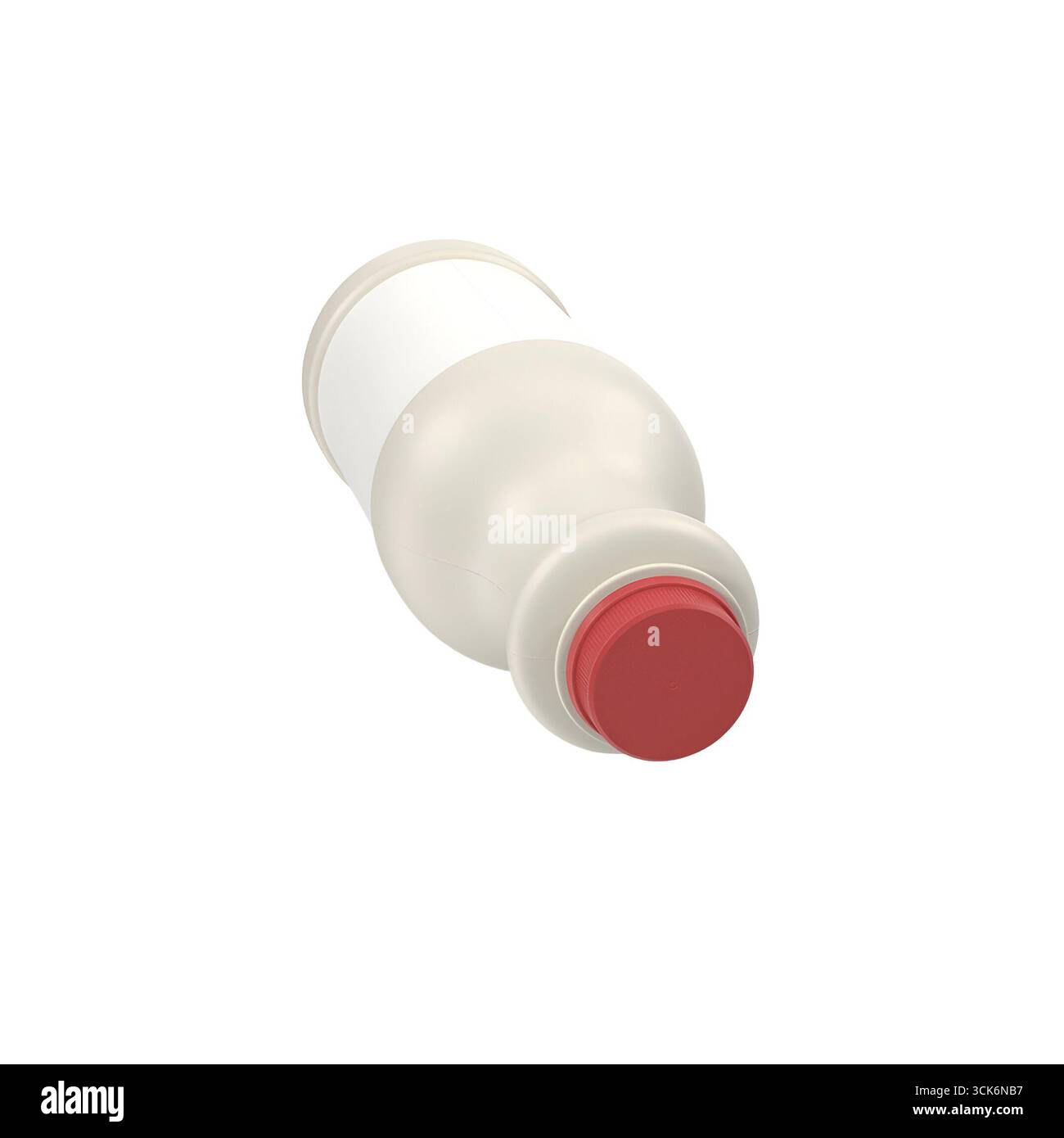 A plastic bottle with a red cap, commonly used for beverages. Stock Photo