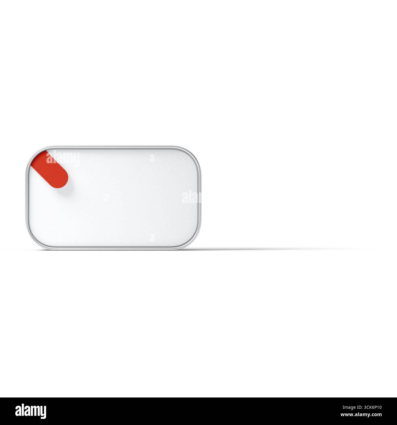 A simple white toggle switch with a red indicator, representing an on/off function. Stock Photo