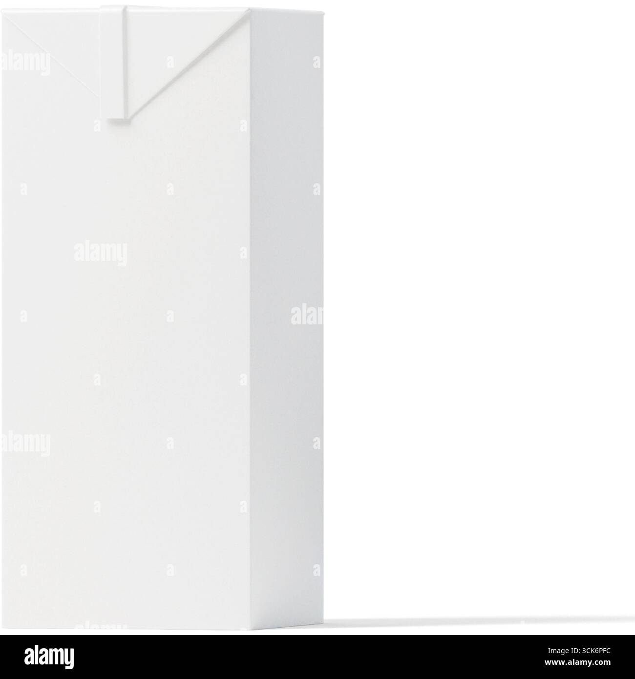 A plain white beverage carton designed for packaging drinks. Stock Photo