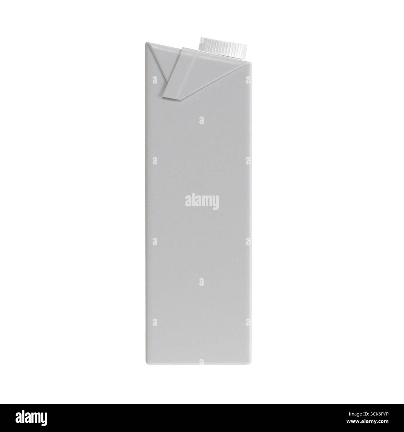 A plain, white carton with a triangular opening, typically used for beverages. Stock Photo