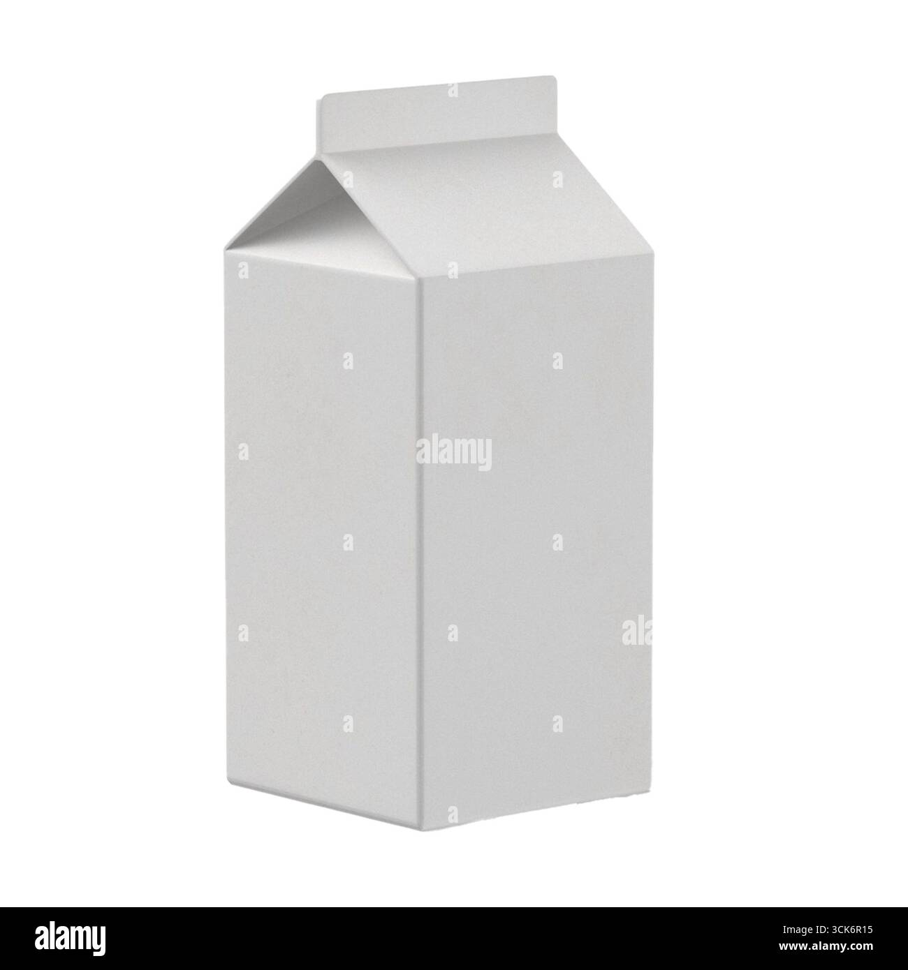 A plain white milk carton designed for packaging beverages. Stock Photo