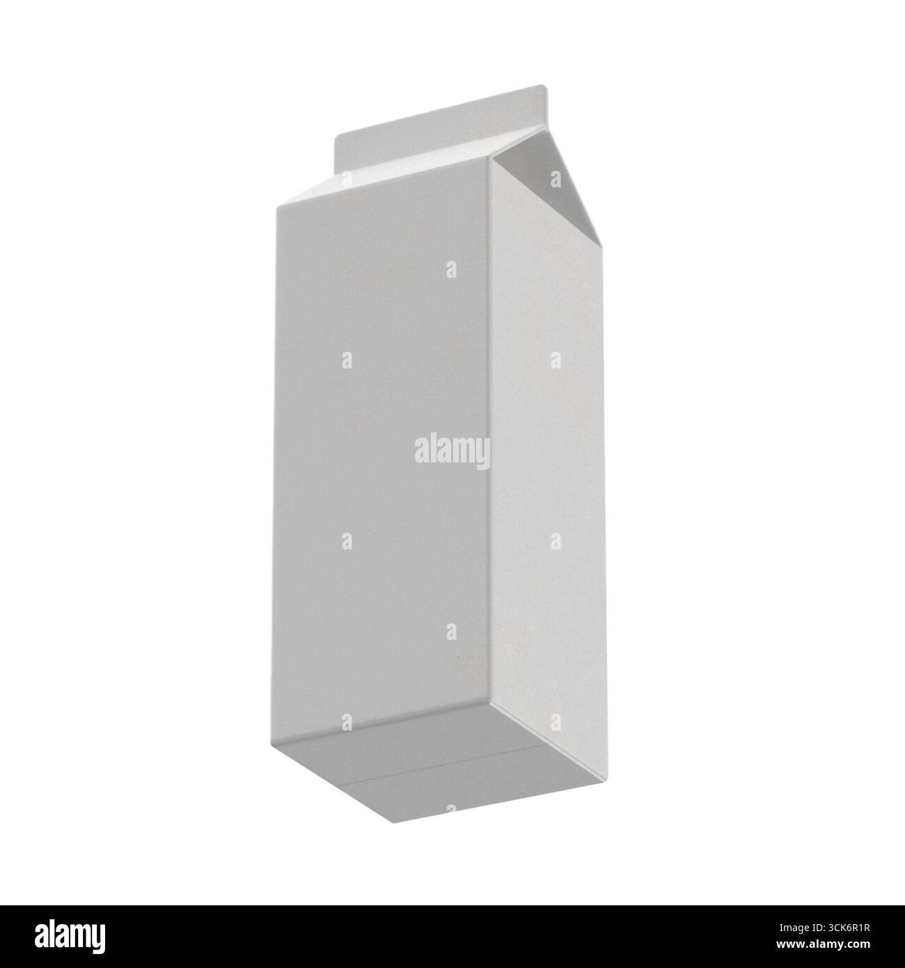 A plain, unmarked milk carton designed for packaging beverages. Stock Photo