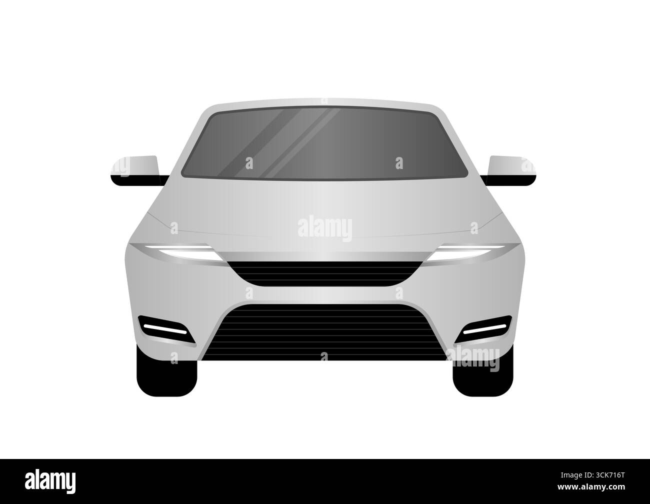 Car or Sedan Car Front View. Vector Illustration Isolated on White ...