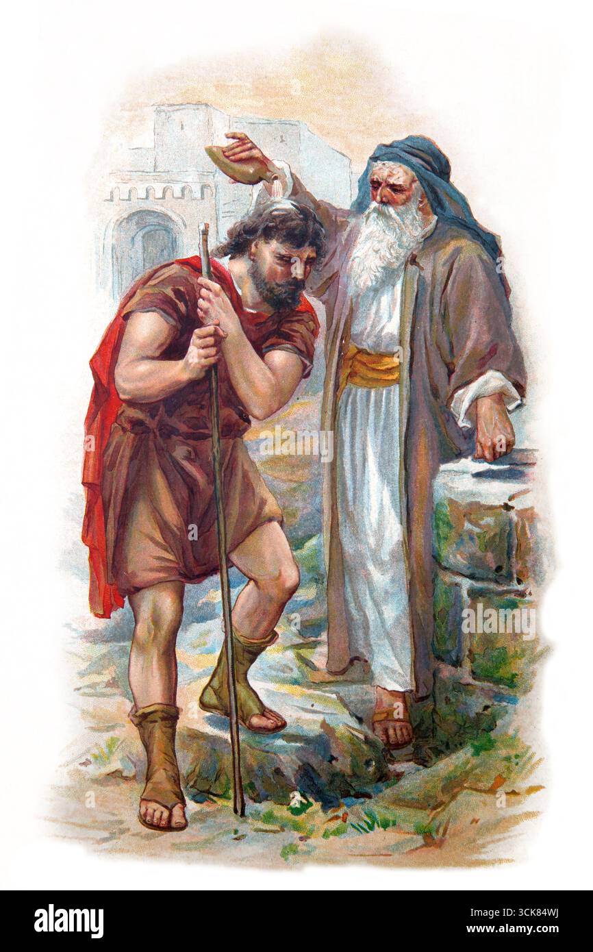 Illustration Of Samuel Anointing The Future King Saul With A Flask Of 
