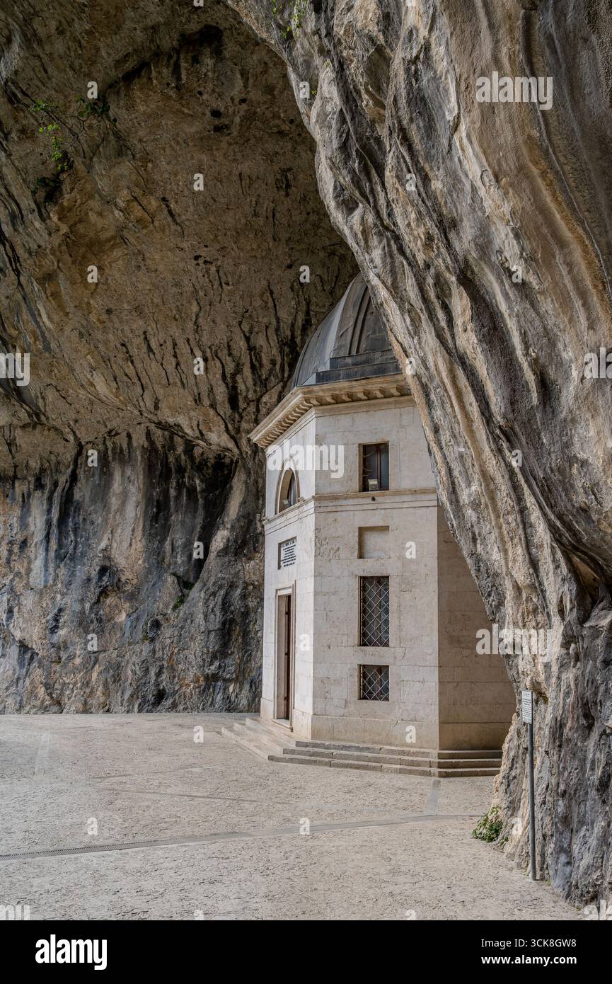 The Valadier Temple was built in 1828 next to an enormous cave at the ...