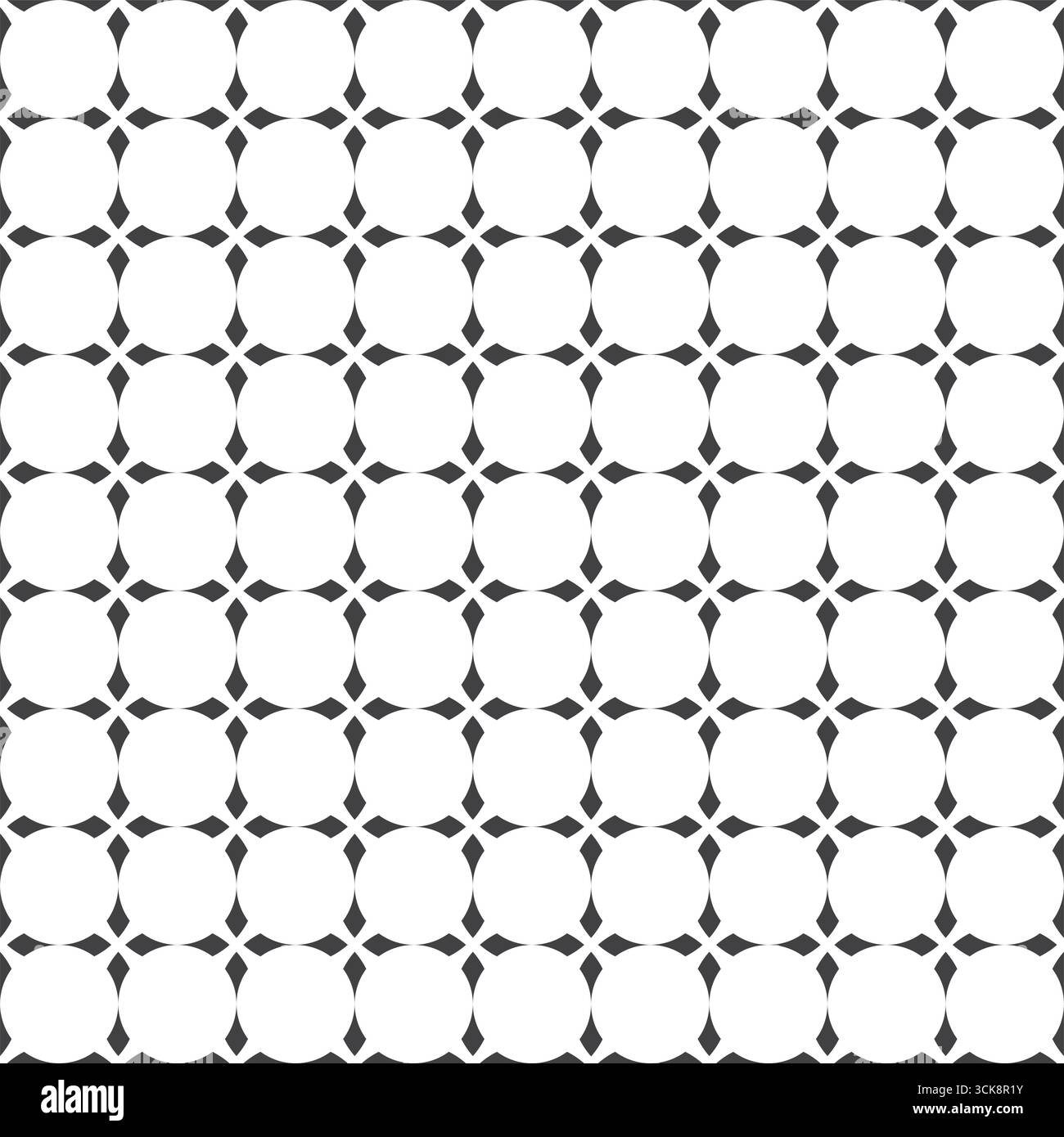 Monochrome lattice of bold circles creating a precise, repeating grid Stock Vector