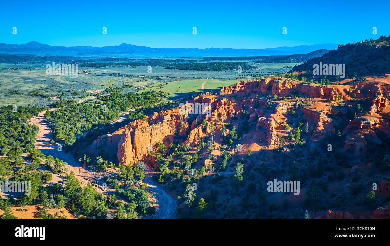 Aerial Red Canyon Utah Dramatic Cliffs Arches Trail and Green Valley ...