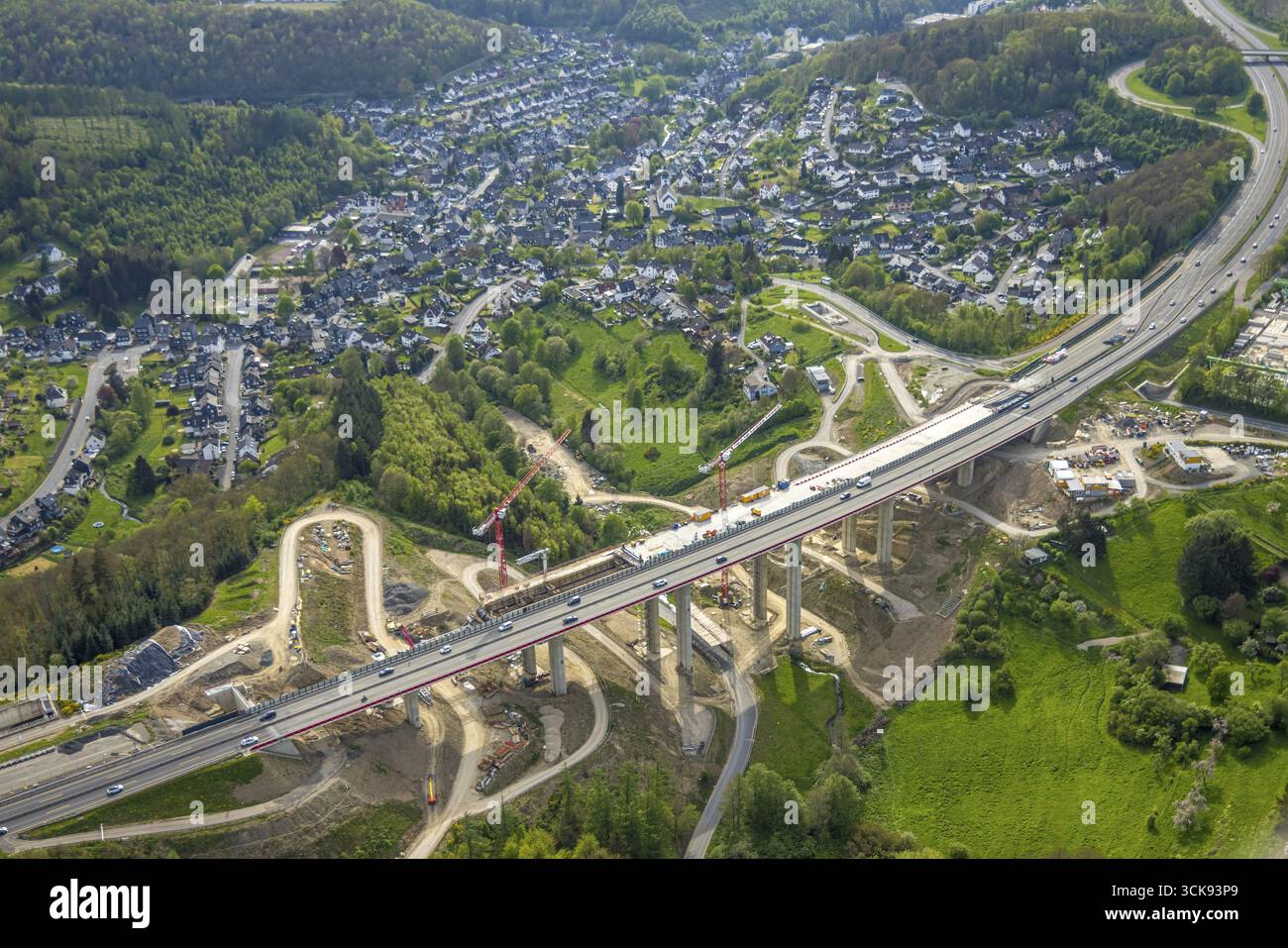Aerial view, construction work construction site and new construction ...