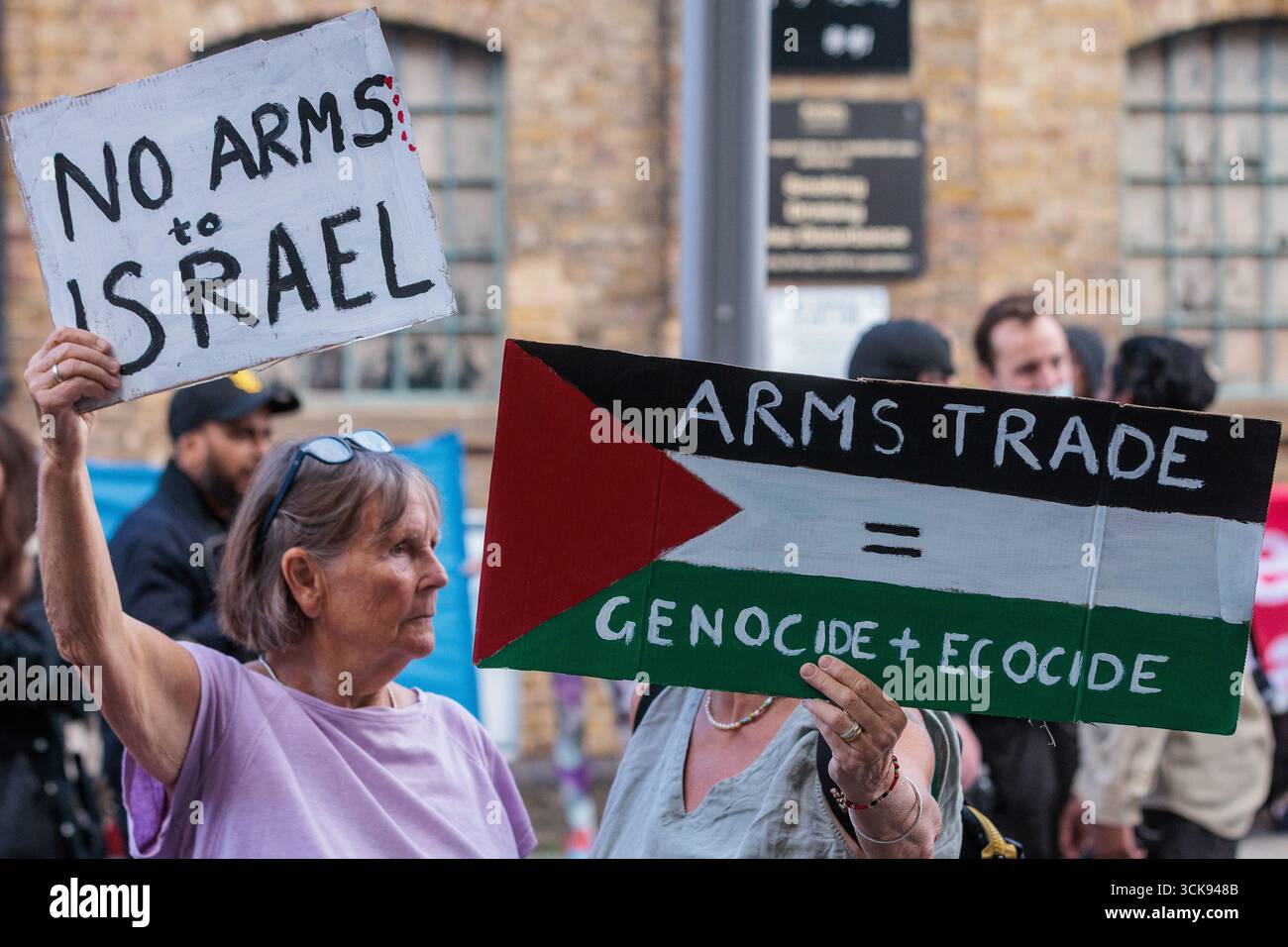 London, UK. 9th September, 2025. Campaigners against the arms trade ...